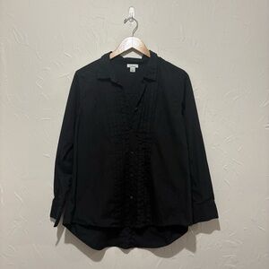 Sundance black 100% cotton pleated full button-up shirt (large)